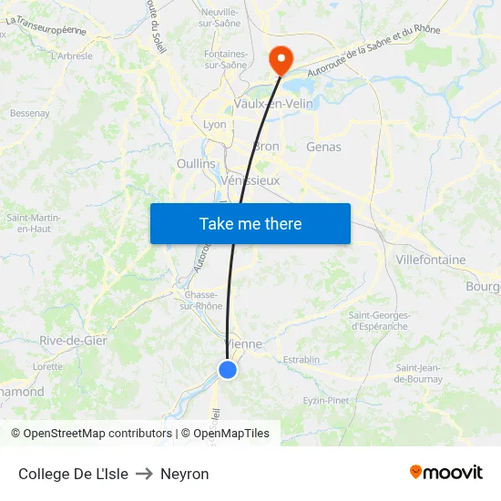 College De L'Isle to Neyron map