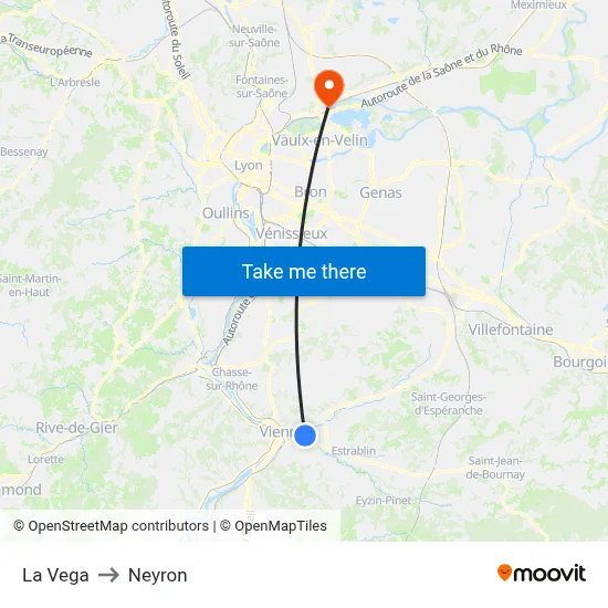 La Vega to Neyron map