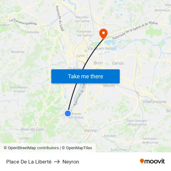 Place De La Liberté to Neyron map