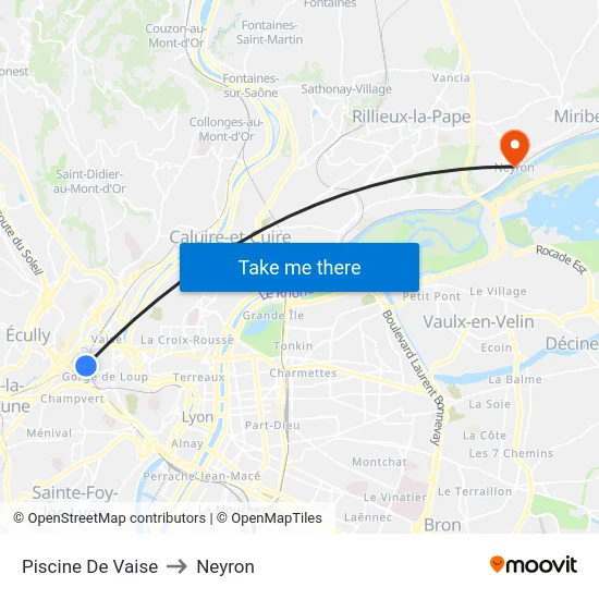 Piscine De Vaise to Neyron map