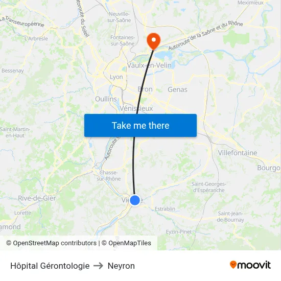Hôpital Gérontologie to Neyron map