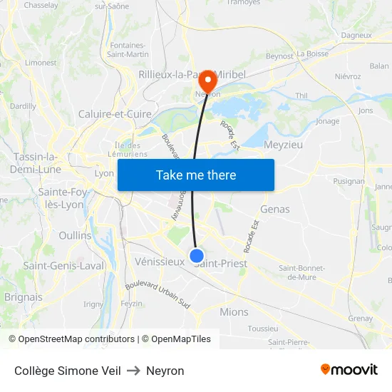Collège Simone Veil to Neyron map