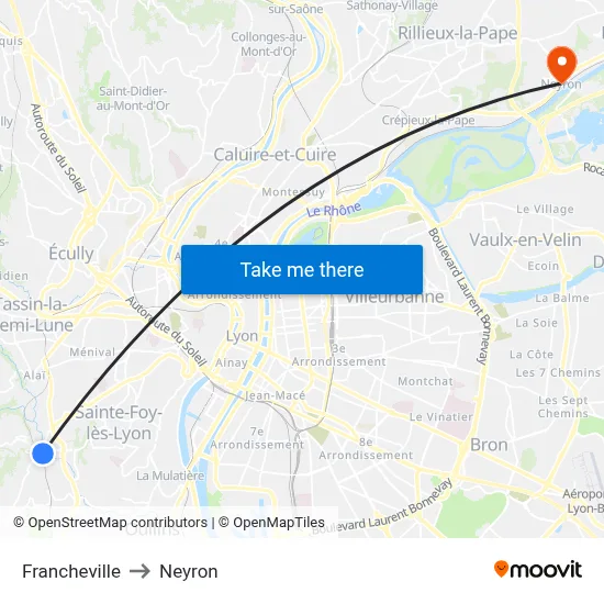 Francheville to Neyron map