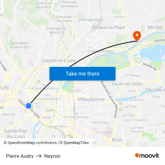 Pierre Audry to Neyron map