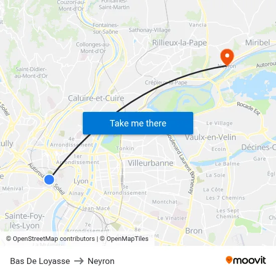 Bas De Loyasse to Neyron map