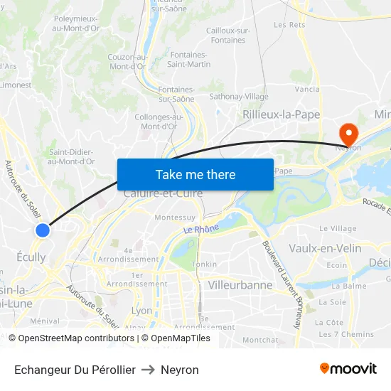 Echangeur Du Pérollier to Neyron map