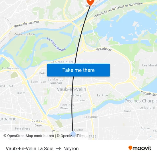 Vaulx-En-Velin La Soie to Neyron map