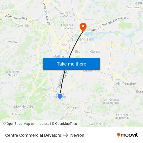 Centre Commercial Devalors to Neyron map