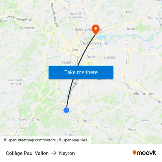 Collège Paul Vallon to Neyron map