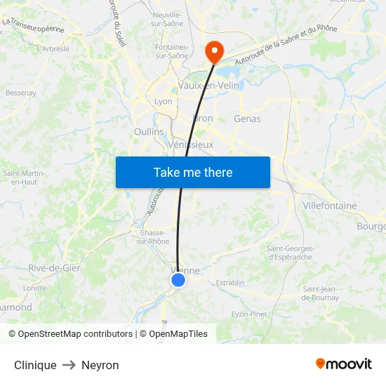 Clinique to Neyron map