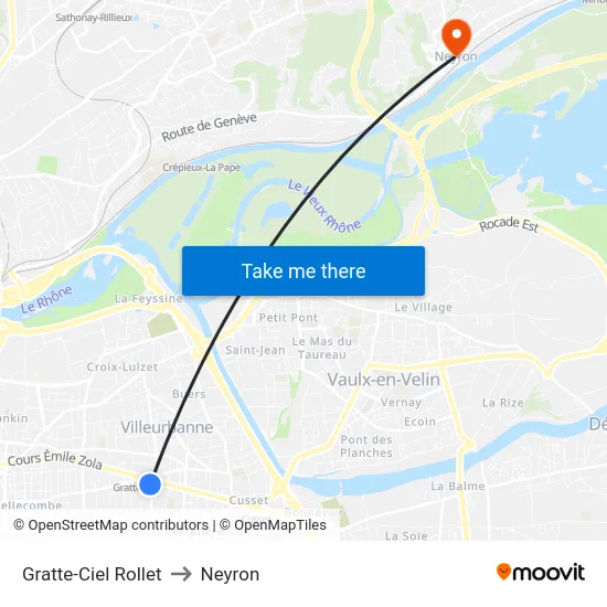 Gratte-Ciel Rollet to Neyron map