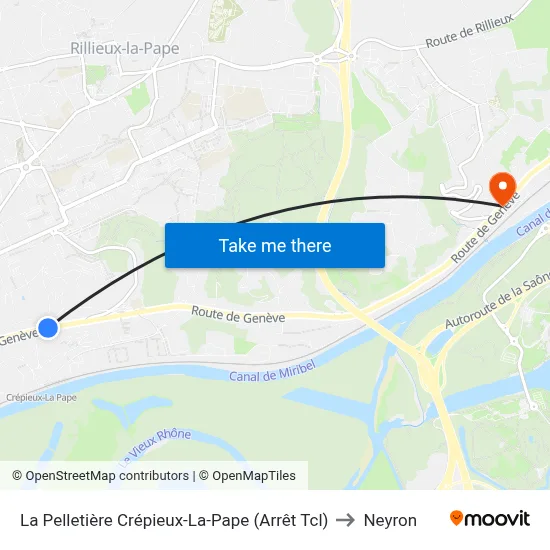La Pelletière Crépieux-La-Pape (Arrêt Tcl) to Neyron map