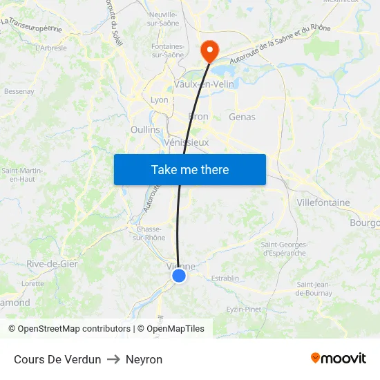 Cours De Verdun to Neyron map