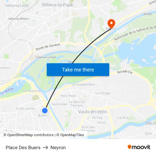 Place Des Buers to Neyron map