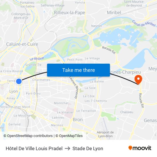 Hôtel De Ville Louis Pradel to Stade De Lyon map