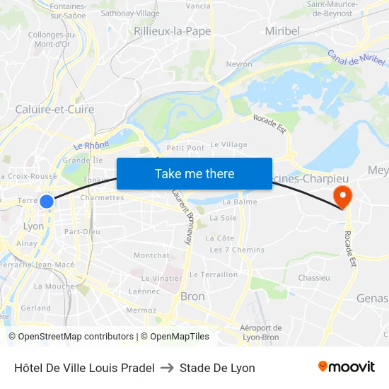 Hôtel De Ville Louis Pradel to Stade De Lyon map