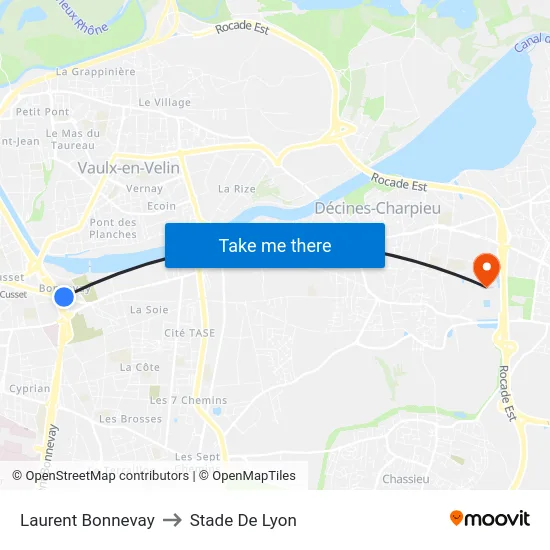Laurent Bonnevay to Stade De Lyon map