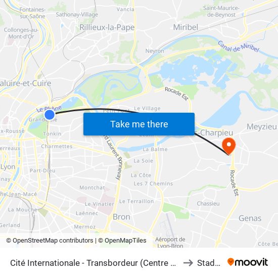 Cité Internationale - Transbordeur (Centre De Congrès) to Stade Ol map