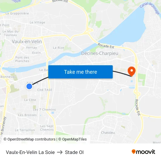 Vaulx-En-Velin La Soie to Stade Ol map