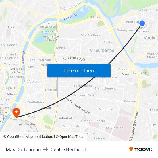 Mas Du Taureau to Centre Berthelot map