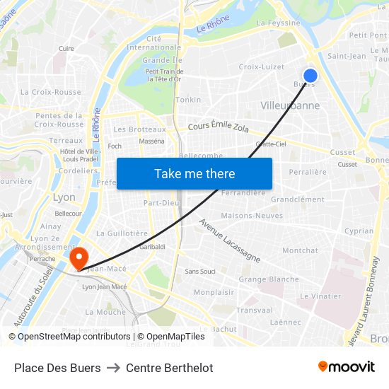 Place Des Buers to Centre Berthelot map