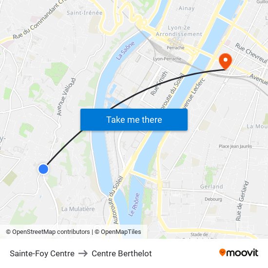 Sainte-Foy Centre to Centre Berthelot map