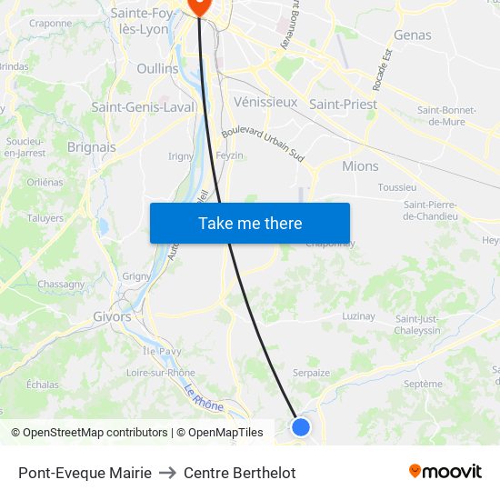 Pont-Eveque Mairie to Centre Berthelot map