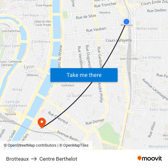 Brotteaux to Centre Berthelot map