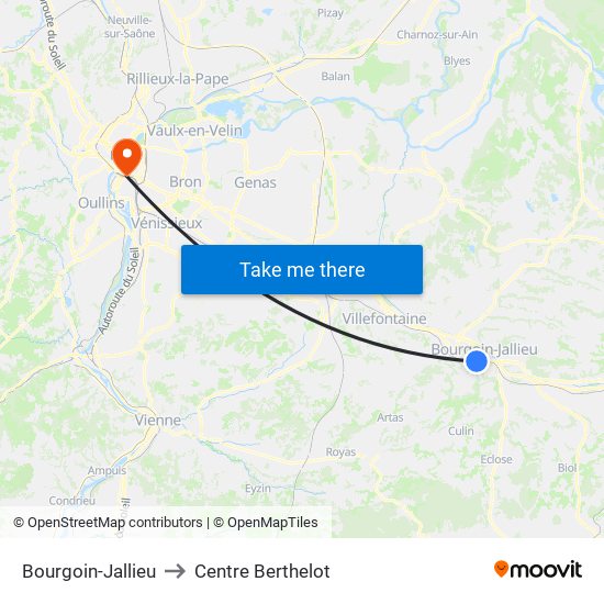 Bourgoin-Jallieu to Centre Berthelot map