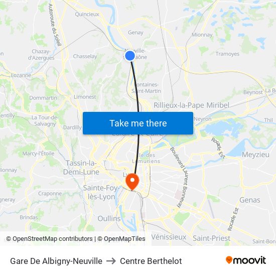Gare De Albigny-Neuville to Centre Berthelot map