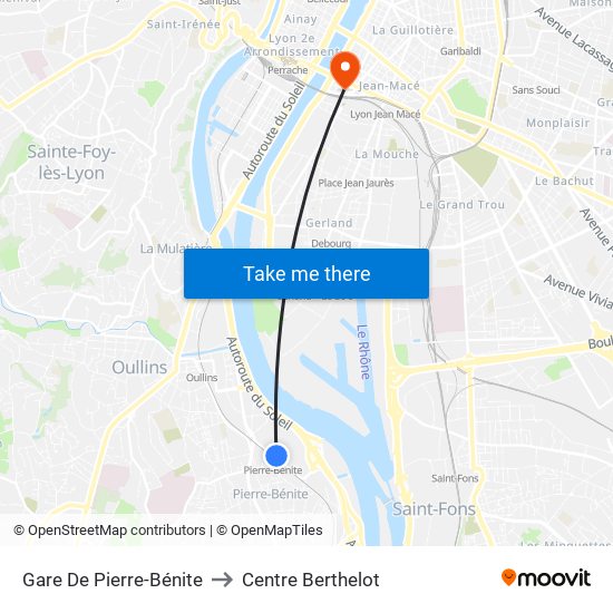 Gare De Pierre-Bénite to Centre Berthelot map