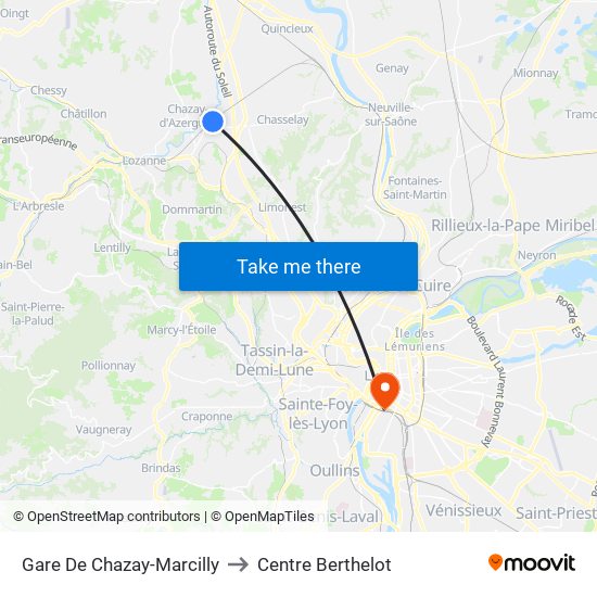 Gare De Chazay-Marcilly to Centre Berthelot map