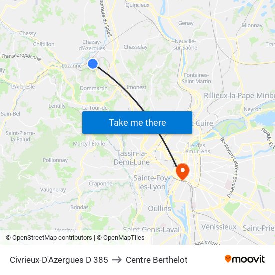 Civrieux-D'Azergues D 385 to Centre Berthelot map