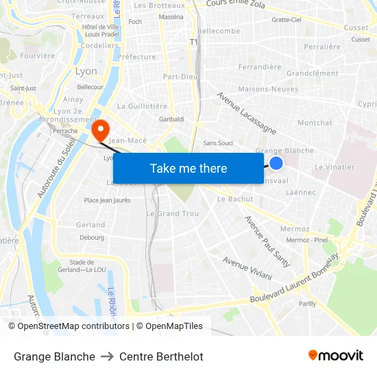 Grange Blanche to Centre Berthelot map