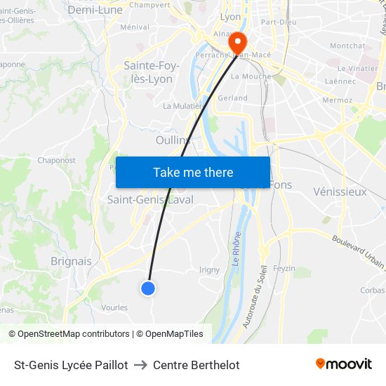 St-Genis Lycée Paillot to Centre Berthelot map