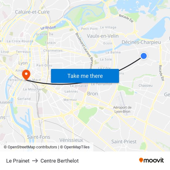 Le Prainet to Centre Berthelot map