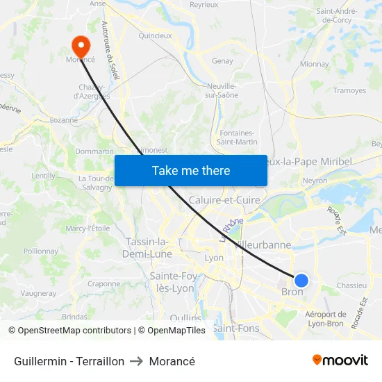 Guillermin - Terraillon to Morancé map