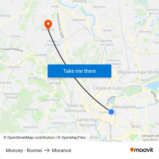 Moncey - Bonnel to Morancé map