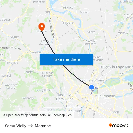 Soeur Vially to Morancé map