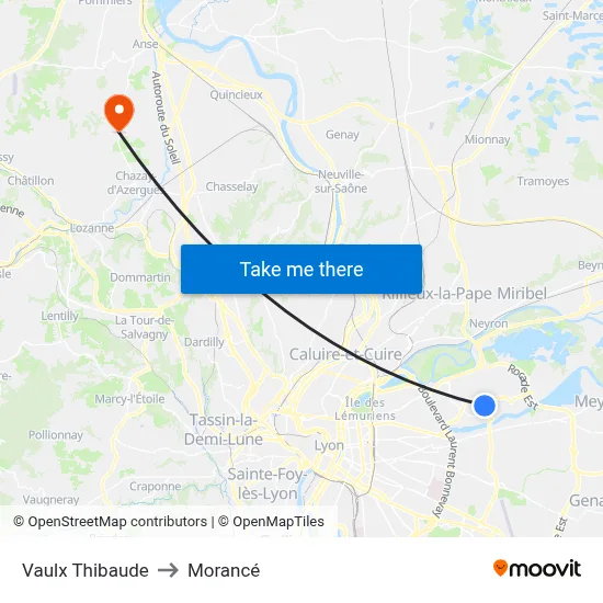 Vaulx Thibaude to Morancé map