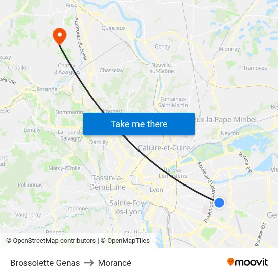 Brossolette Genas to Morancé map