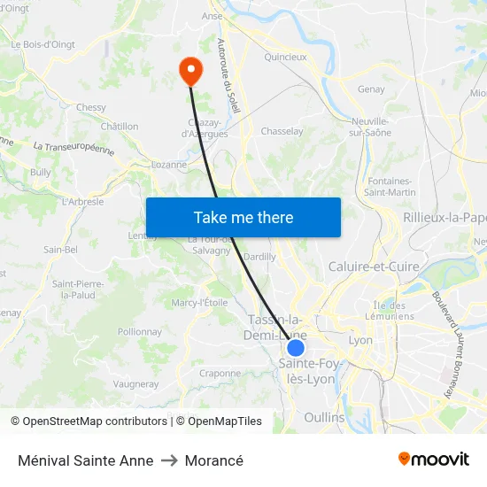 Ménival Sainte Anne to Morancé map