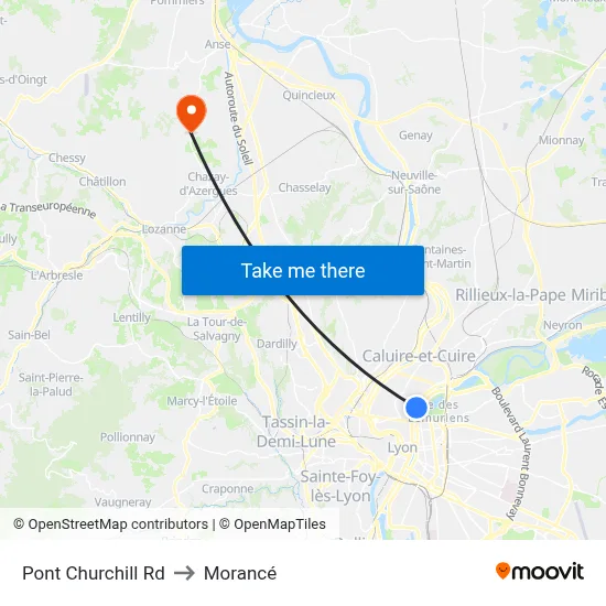 Pont Churchill Rd to Morancé map