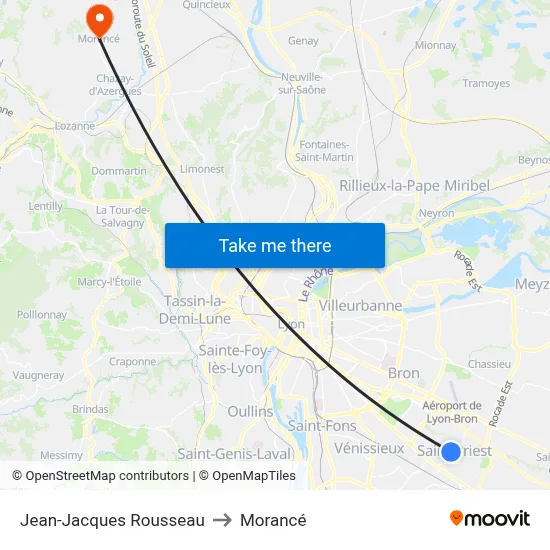 Jean-Jacques Rousseau to Morancé map
