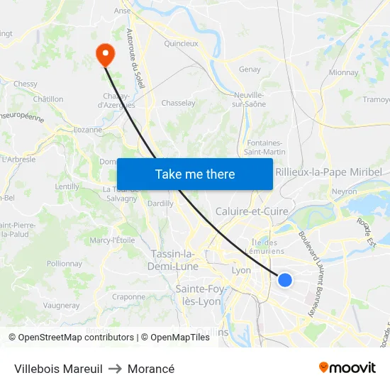 Villebois Mareuil to Morancé map