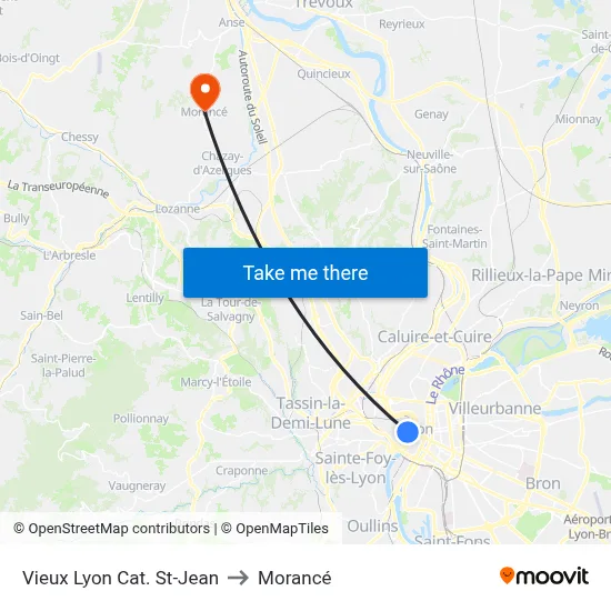 Vieux Lyon Cat. St-Jean to Morancé map