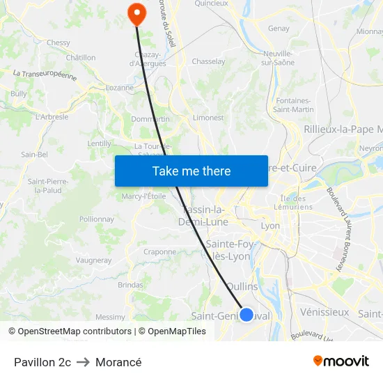 Pavillon 2c to Morancé map