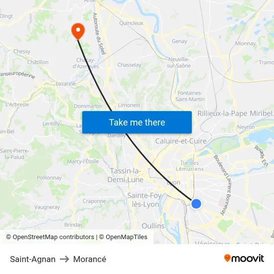Saint-Agnan to Morancé map
