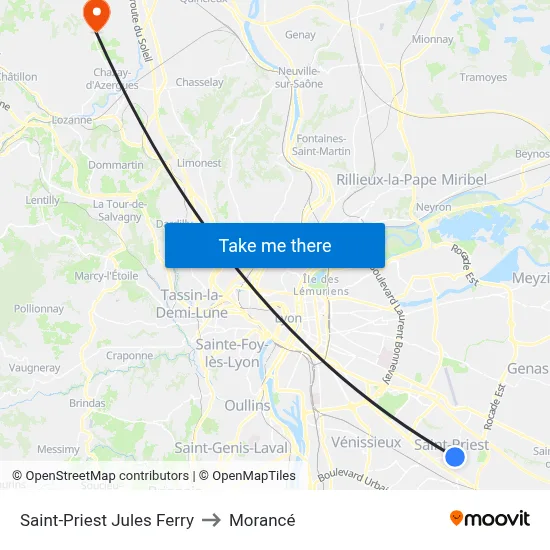 Saint-Priest Jules Ferry to Morancé map