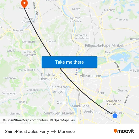 Saint-Priest Jules Ferry to Morancé map